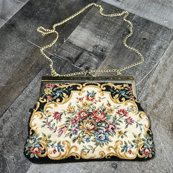 Handbags - Vintage Tapestry and Metal Small Purse